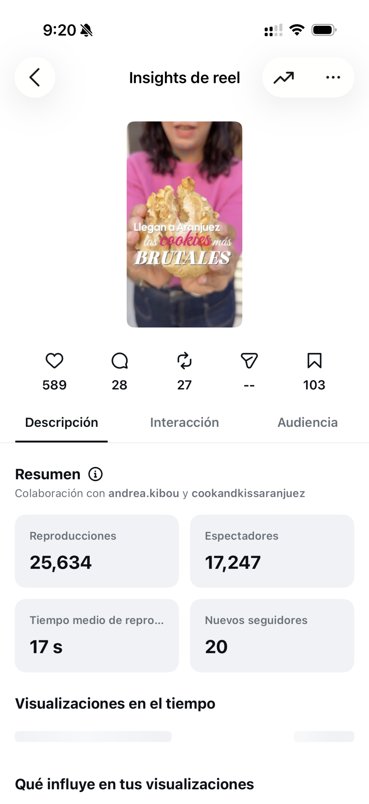 Reel del Diario de Aranjuez con Andrea presentando las cookies de Cook and Kiss Aranjuez